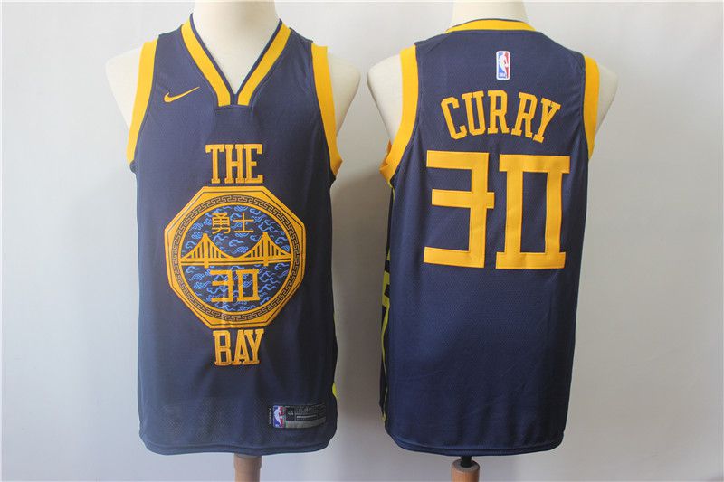 Men Golden State Warriors #30 Curry Blue City Edition Nike Game NBA Jerseys